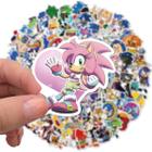 Kit 50 Adesivos Sticker Sonic the Hedgehog Amy Tails Knuckles Robotnik Prova D'água