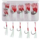 Kit 50 Anzol Suporte Hook Pesca Penacho Pena Isca Artificial