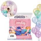 Kit 50 Balões Liso Profissional n 9 Cores Candy Art Latex