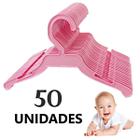 Cabides para Bebê 5 Peças Branco Xadrez Rosa - Biramar Baby - Todo