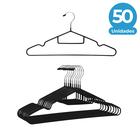 Kit 50 Cabides Preto Metal Emborrachado PVC Antideslizante - Organização de Roupas Adulto