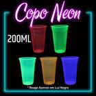 Kit 50 Copos Neon Descartável 200ml Linha Gold - 50un - Brilha com luz negra