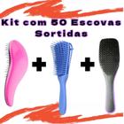 Kit 50 Escovas Para Cabelo Sortidas Mágicas + Polvo Desembaraçar Cabelo Anti Frizz