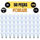 Kit 50 lampada led bulbo a60 6w e27 3000k amarela bivolt foxlux