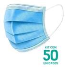 Kit 50 Máscaras Descartáveis Adulto Tripla Camada Cor Azul