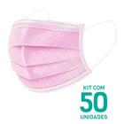 Kit 50 Máscaras Descartáveis Adulto Tripla Camada Cor Rosa