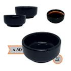 Kit 50 Molheira Porta Shoyu Nozoki Porcelana Preto Oriental 60mL