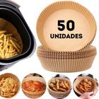 Kit 50 Peças Forma Descartável Para Fritadeira Air Fryer Em Papel Redondo Antiaderente Bege