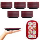 Kit 50 Pratos Travessa Pequena Sushi Petisco 17,5cm Melamina Fuxing