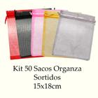 Kit 50 Saquinhos de Organza, 15x18 cm pacote Sortidos - Saquinho para lembrancinha