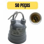 Kit 50 soquete bocal lampada e27 com rabicho plastico branco