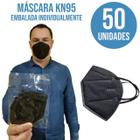 Kit 50 Unidades Máscara Descartável Profissional KN95 Embalada Individualmente Cor Preta