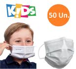 Kit 50 Unidades Mascara Descartável Tripla com Elástico Infantil Branca AZULMED