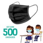 Kit 500 Máscaras Descartáveis para Crianças - Cor Preto