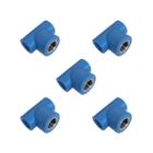 KIT 5x Tee Misto 25 x 3/4" BSP PPR Azul para Rede de Ar Comprimido - ODN