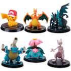 Kit 6 Action Figure Serie Jogo Pokemon Pikachu Charizard