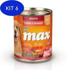 Kit 6 Alimento Úmido Max Lata Para Cães Adultos Carne E Frango