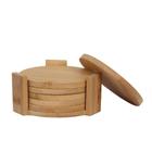 Kit 6 Apoio Porta Copo De Bambu Redondo E Suporte Premium - Quality House