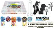 Kit 6 Beyblade Burst + 6 Lançadores 3 Grip + Maleta Beyblade