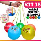 Kit 6 Bola Vinil Poing Poing De Animais Cordão Com Mola