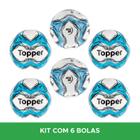 Kit 6 Bolas De Futebol de Salão Futsal Slick Adulto Topper Oficial - Azul