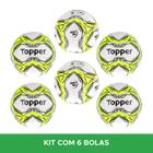 Kit 6 Bolas de Futebol Society Oficial Topper Slick - Amarela