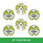 Kit 6 Bolas Futebol De Campo Topper Slick 2020 Amarelo Neon e Preto