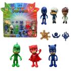 Kit 6 Bonecos Pjmasks Articulados 8cm Amaya Connor Infantil Menino Gato Largatixo Romeo