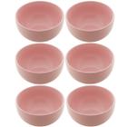 Kit 6 Bowls de Cerâmica Cumbuca 680ml Lyor 14,5x8,5cm Tigela Sopa Sobremesa Salada Rosa