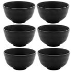 Kit 6 Bowls de Melamina Tóquio 11,5x6cm Servir Shimeji e Ceviche Pote Redondo Preto - Lyor