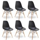 Kit 6 Cadeiras Charles Eames Eiffel Wood Design Jantar Preta