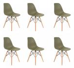 Kit 6 Cadeiras Charles Eames Wood Design Eiffel Verde Musgo