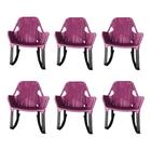 Kit 6 Cadeiras de Balanço Athenas Corda Náutica Base em Alumínio Preto/rosa