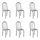 Kit 6 Cadeiras de Cozinha Califórnia Estampado Prata Pés de Ferro Preto - Pallazio