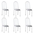 Kit 6 Cadeiras de Cozinha Flórida Estampado Prata Pés de Ferro Branco - Pallazio