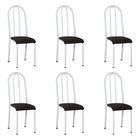 Kit 6 Cadeiras de Cozinha Flórida Estampado Preto Pés de Ferro Branco - Pallazio