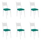 Kit 6 Cadeiras de Cozinha Virginia material sintético Azul Turquesa Pés de Ferro Branco - Pallazio