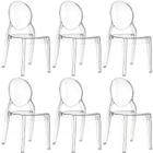 Kit 6 Cadeiras de Jantar Design Ghost Acrílica Transparente