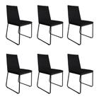 Kit 6 Cadeiras de Jantar Estofada Lille Base Preta Veludo Preto - Montanaris Decor