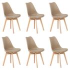 Kit 6 Cadeiras Design Leda Eames Estofada Wood Fendi