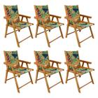 Kit 6 Cadeiras Dobrável para Área Externa Balcony em Madeira e Tecido Floral