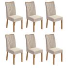 Kit 6 Cadeiras Estofadas Apogeu Amêndoa Clean/Linho Rinzai Bege 75864 - Móveis Lopas