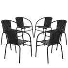 Kit 6 Cadeiras Happy Hour Artesanal Aço Carbono e Fibra sintética Preta