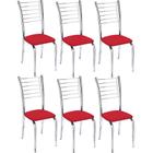 Kit 6 cadeiras Iara cromada para cozinha-Assento vermelho-Gat Magazine