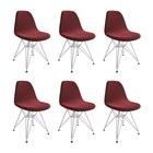 Kit 6 Cadeiras Jantar Eames Eiffel Estofadas Vermelho Base Ferro Branco