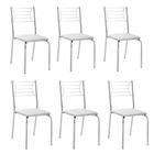Kit 6 Cadeiras Nanda cromada para cozinha ou espaço gourmet-Assento branco