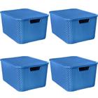 Kit 6 Caixa Rattan Organizadora Multiuso Tampa 7Lts Azul - Arqplast