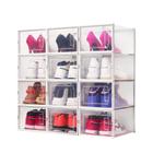 Kit 6 caixa sapateira empilhavel organizador dobravel guarda roupa sapatos tenis box quarto closet lavanderia - Yeet