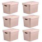 Kit 6 Caixas Organizadora 18L OU 24,5x27x36cm Cube Rosa