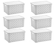 Kit 6 Caixas Organizadoras RATTAN 5 litros C/Tampa 24x17x12cm Branco 709 Paramount